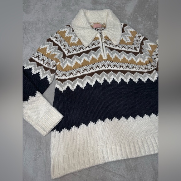 Show me your Mumu Sun Valley Fair Isle Pullover Faux Sherpa collar sweater - Picture 4 of 17